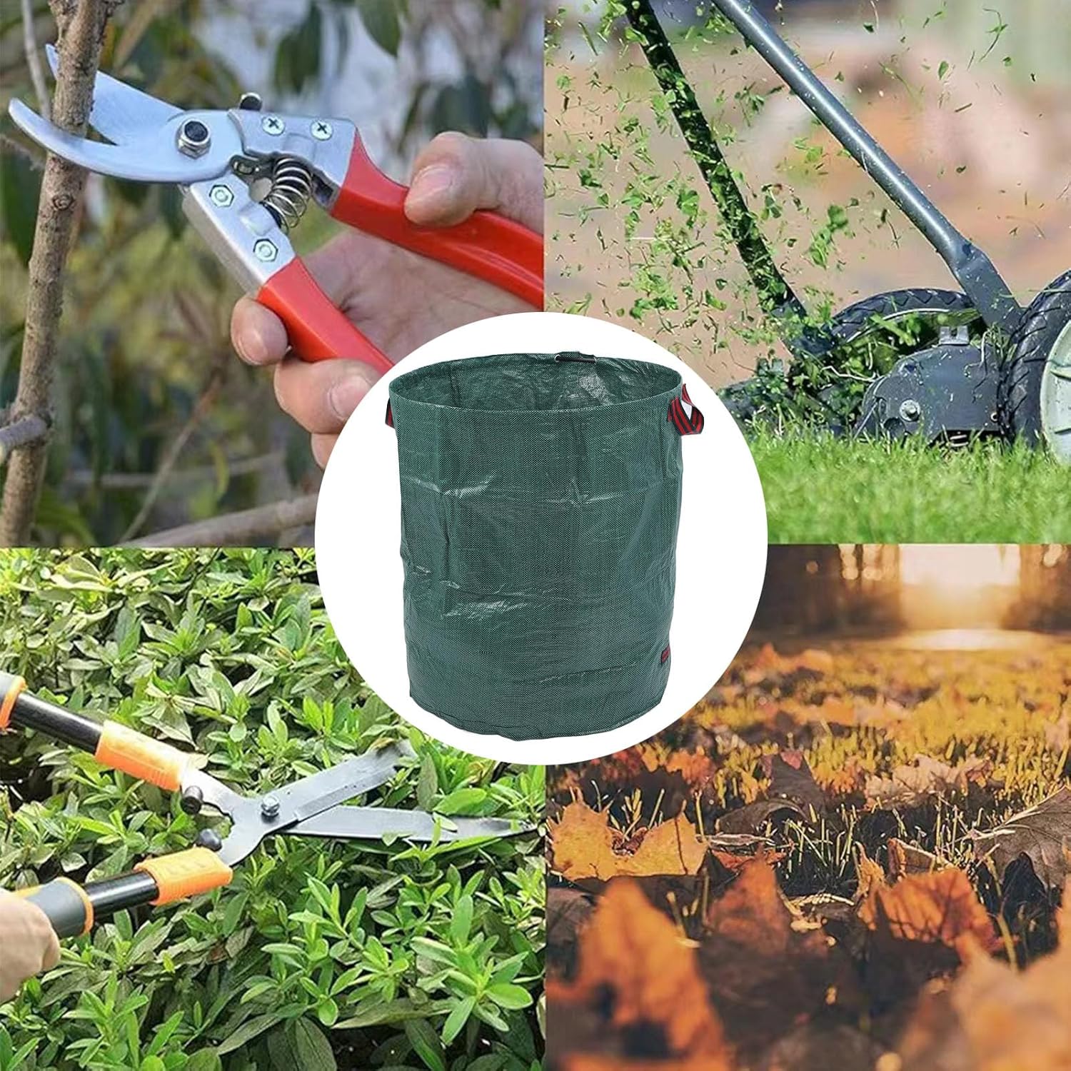 Yard Waste Bag, 3Pcs PP Reusable Garden Waste Bag Large Capacity Collapsible Trash Can with Handles, Multifunctional Trash Container for Debris Leaves Grass Clippings (272L)