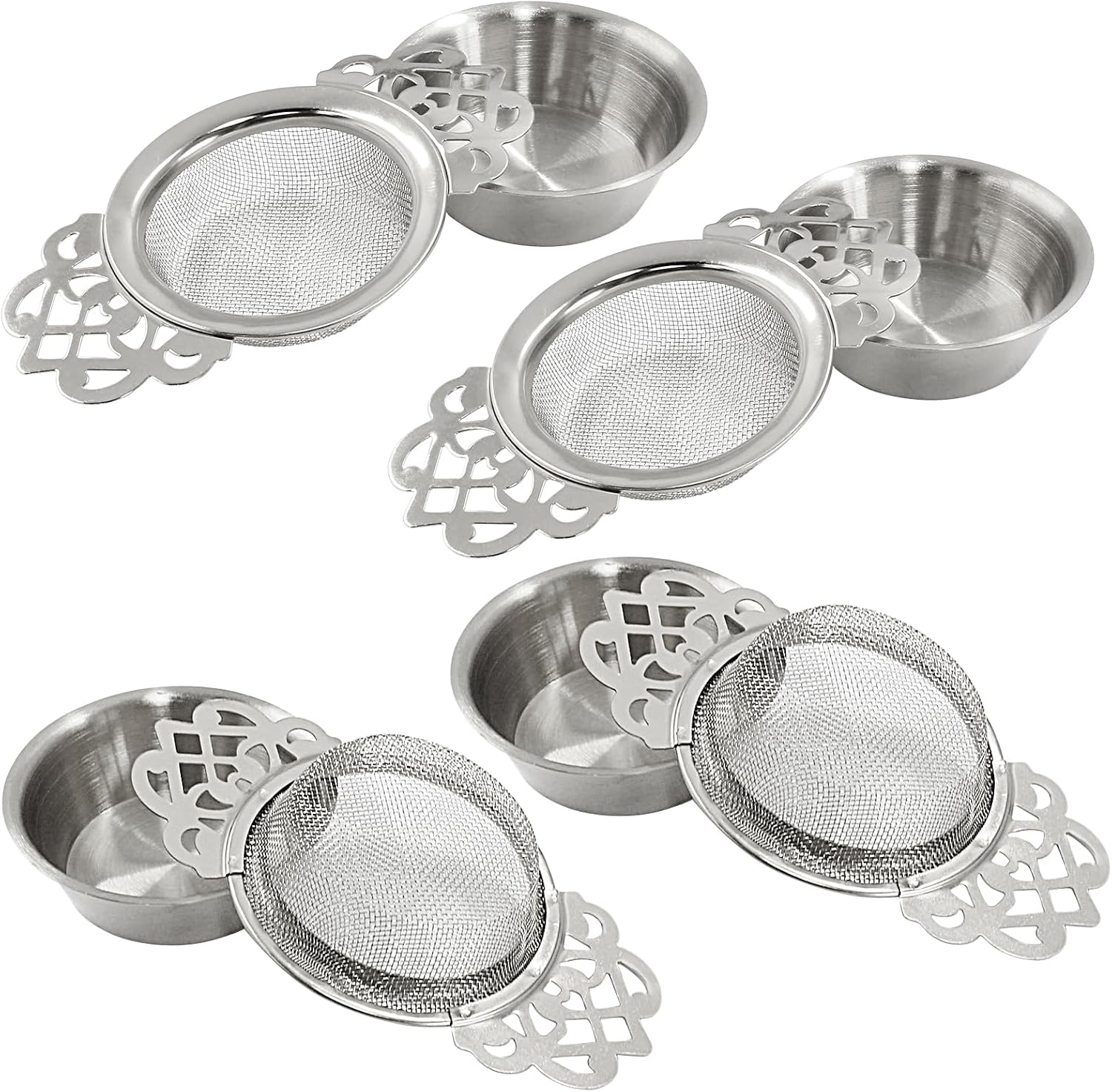 4 Pack Tea Strainers, Stainless Steel, Silver