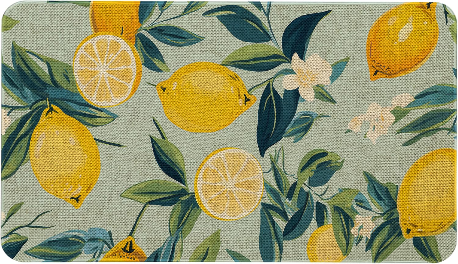 Mloabuc® Lemon Decorative Kitchen Mats, Lemon Door Mat Creative Decorative Burlap Welcome Floor Laundry Room Rug Switch Mat for Outdoor 17 x 30 in