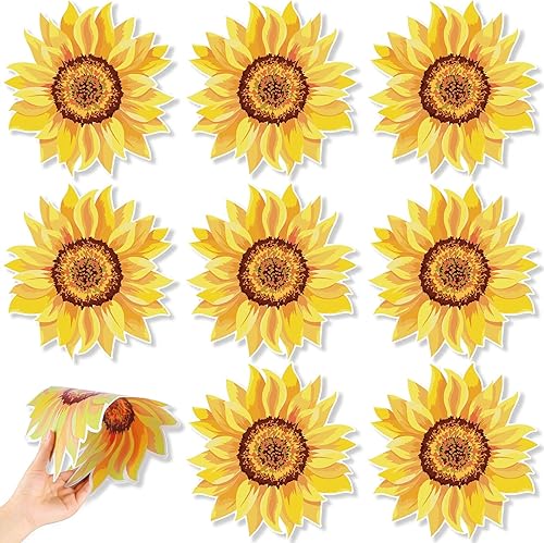 8 manteles individuales de plástico con girasol, decoración de escritorio, 13.5 pulgadas, manteles individuales reutilizables, manteles individuales