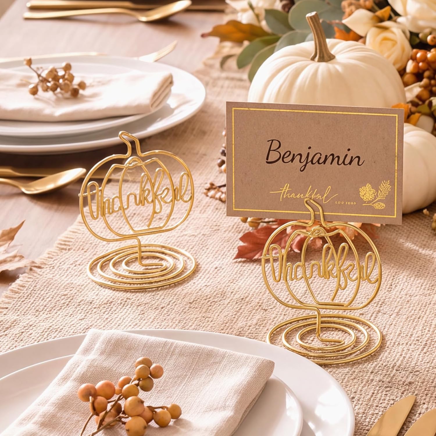 FillTouch 6 Set Pumpkin Place Card Holders Thanksgiving Fall, Thankful image 4