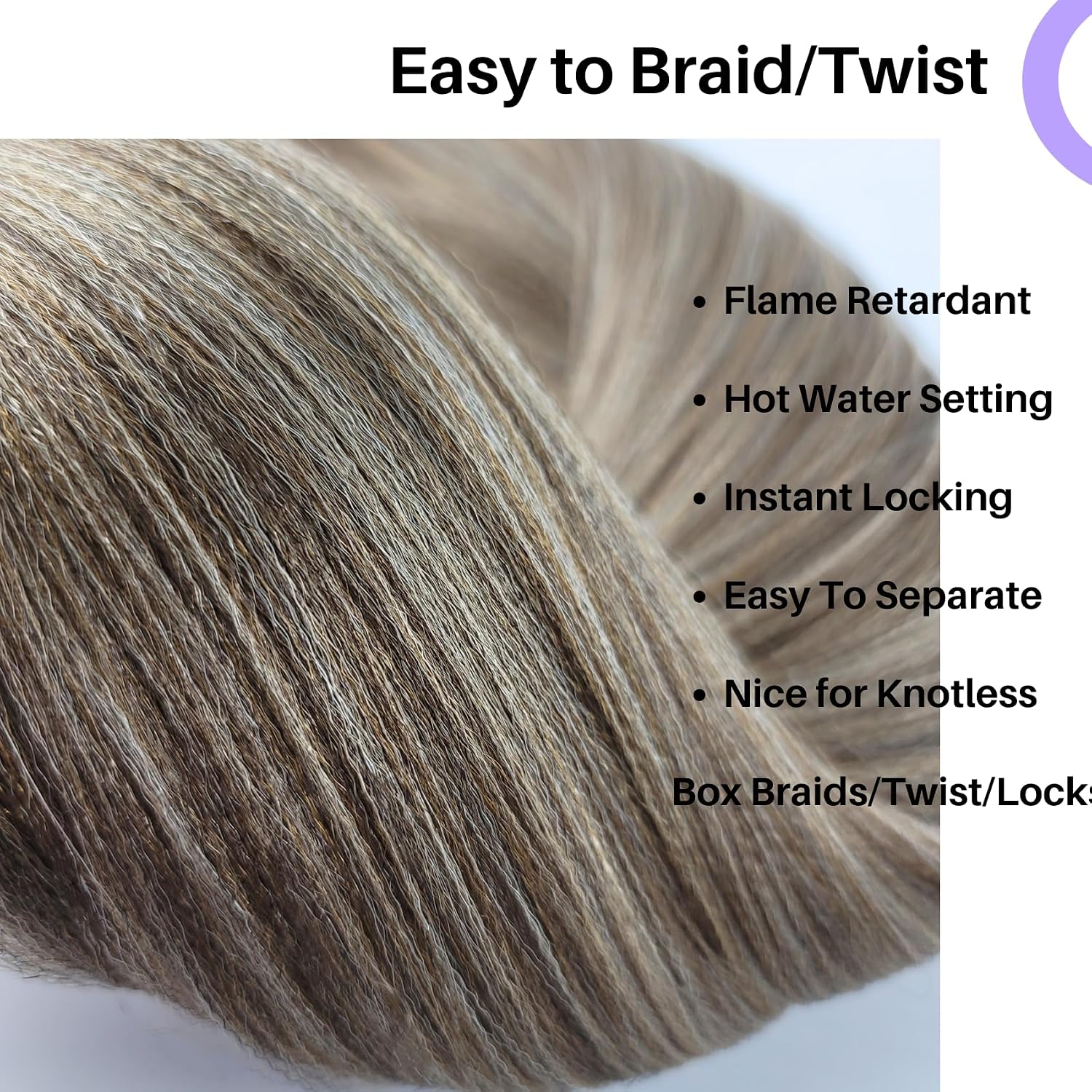 Ash Brown Braiding Hair Pre Stretched Knotless Braiding Hair Synthetic Box Braids Brown Hair Extension for Braiding (6 Packs)