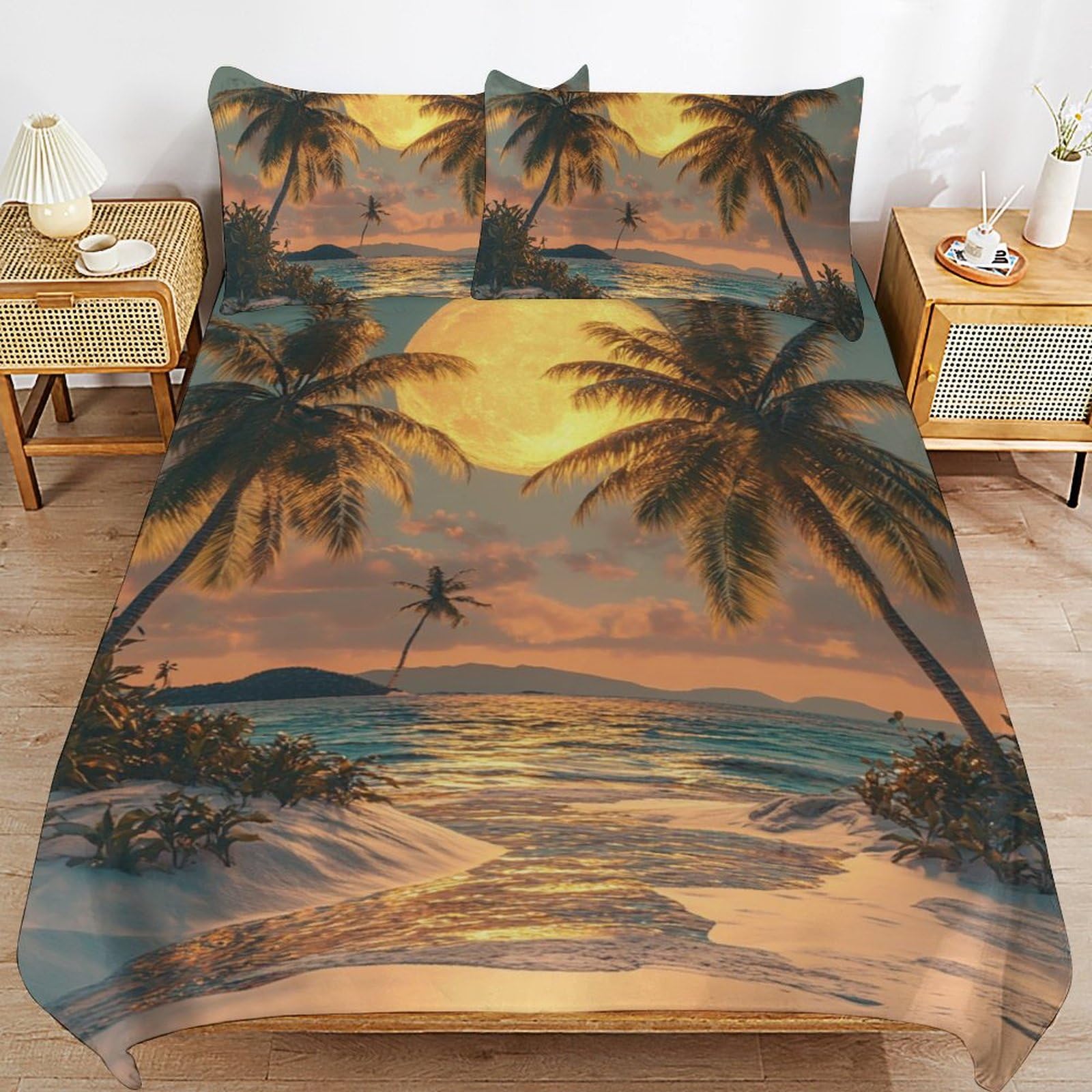 Parure de lit Hawaï 135x200 en microfibre pour une chambre d'enfant exotique
