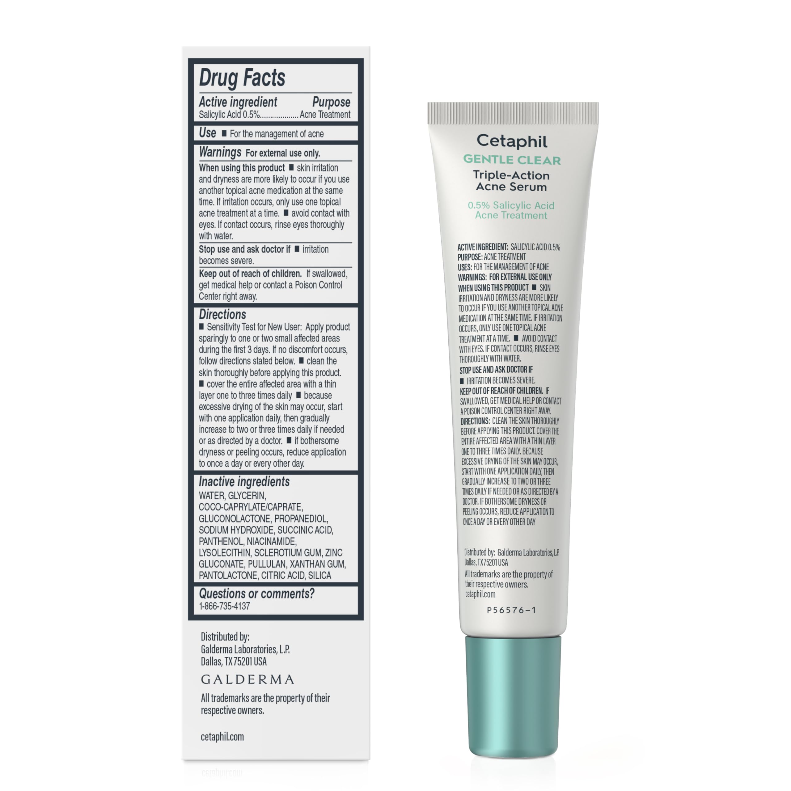 Cetaphil Sérum de traitement de l'acné triple action avec acide salicylique, traite et prévient l'acné, idéal pour les marques post-acné, pour tous les types de peau, 28,3 g
