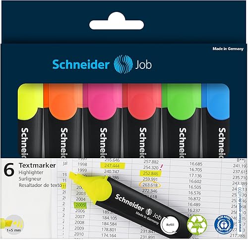 Miniatura 5 de Schneider Job 150 - Resaltadores de colores surtidos (Walet de 6 unidades)