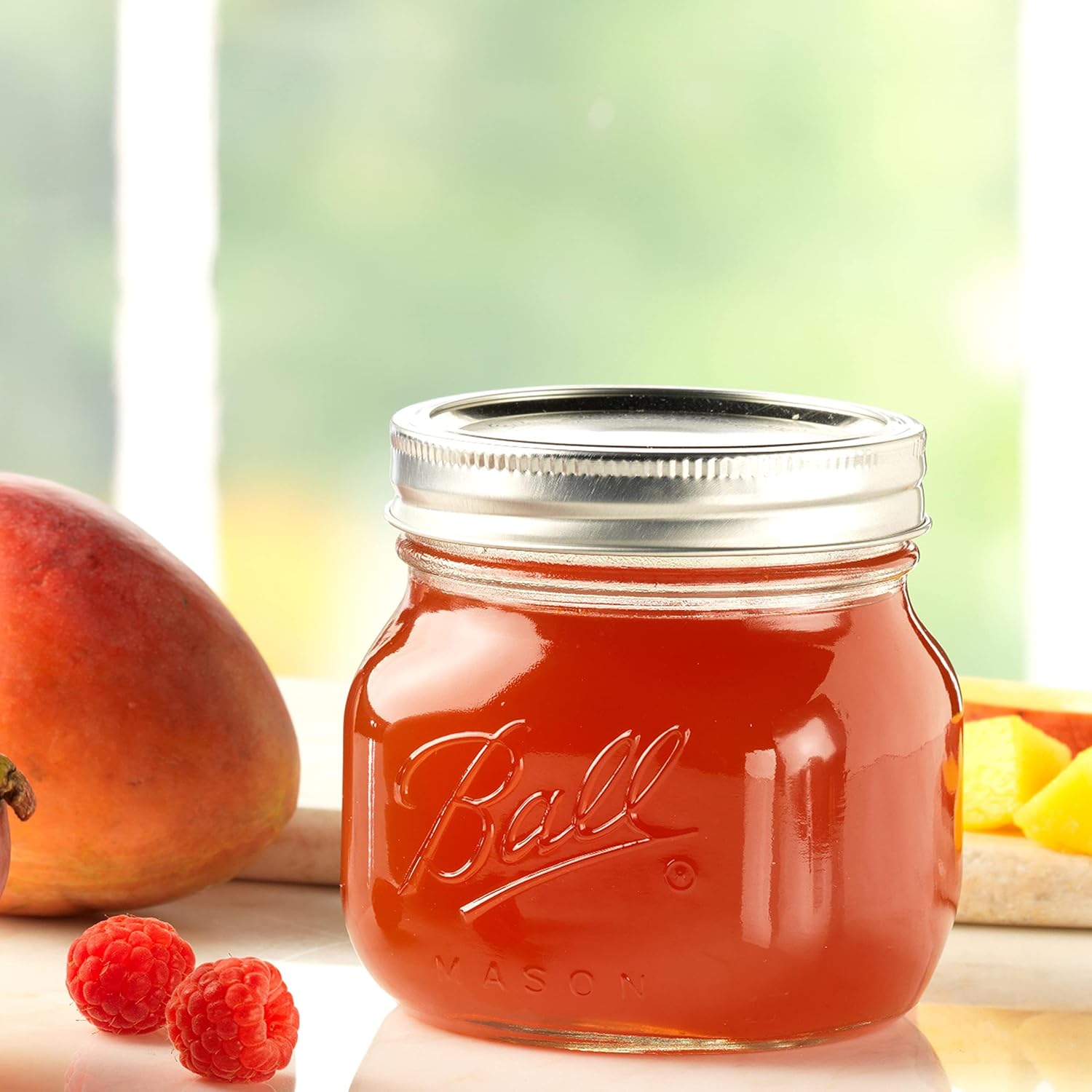 Baee Collection Elite Wide Mouth 16oz Glass Jars, Glass Canning Jars with Lids for Jam, Jelly, Sauces, Food Storage – Airtight Seal, Dishwasher Safe (Set of 4)