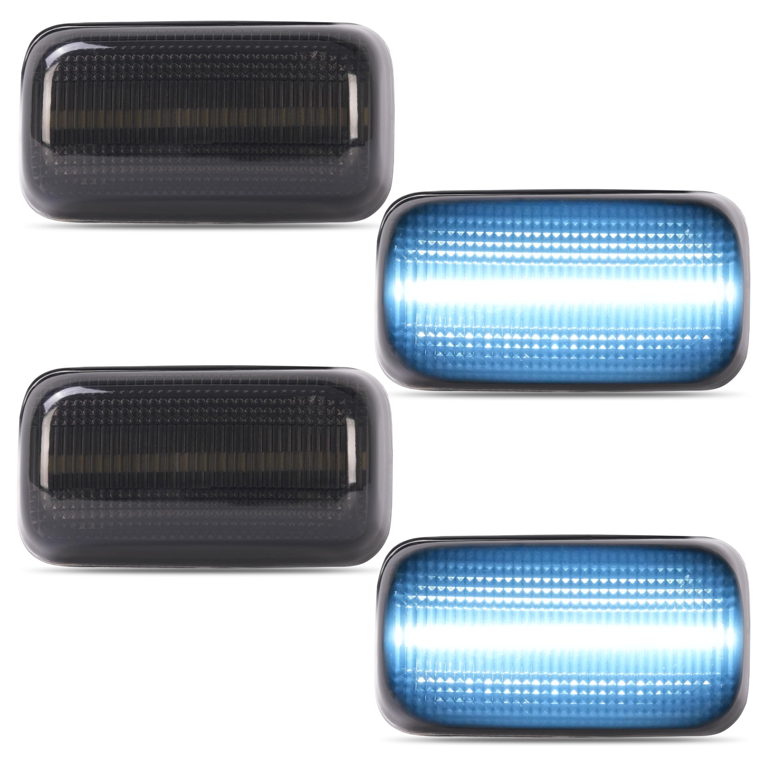 HECASA 4Pcs LED Fender Side Marker Lights Compatible with 2015-2023 Chevy Chevrolet Silverado/GMC Sierra 2500HD 3500HD Dual Rear Wheel Bed Front Rear Side Lamp Left & Right Smoke Lens White