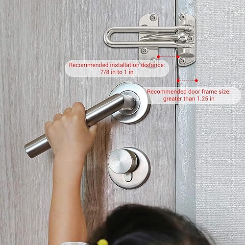 Miniatura 4 de WellMade Pestillo de bloqueo de puerta de barra oscilante, pestillo de seguridad de puerta para seguridad de los niños y seguridad del hogar