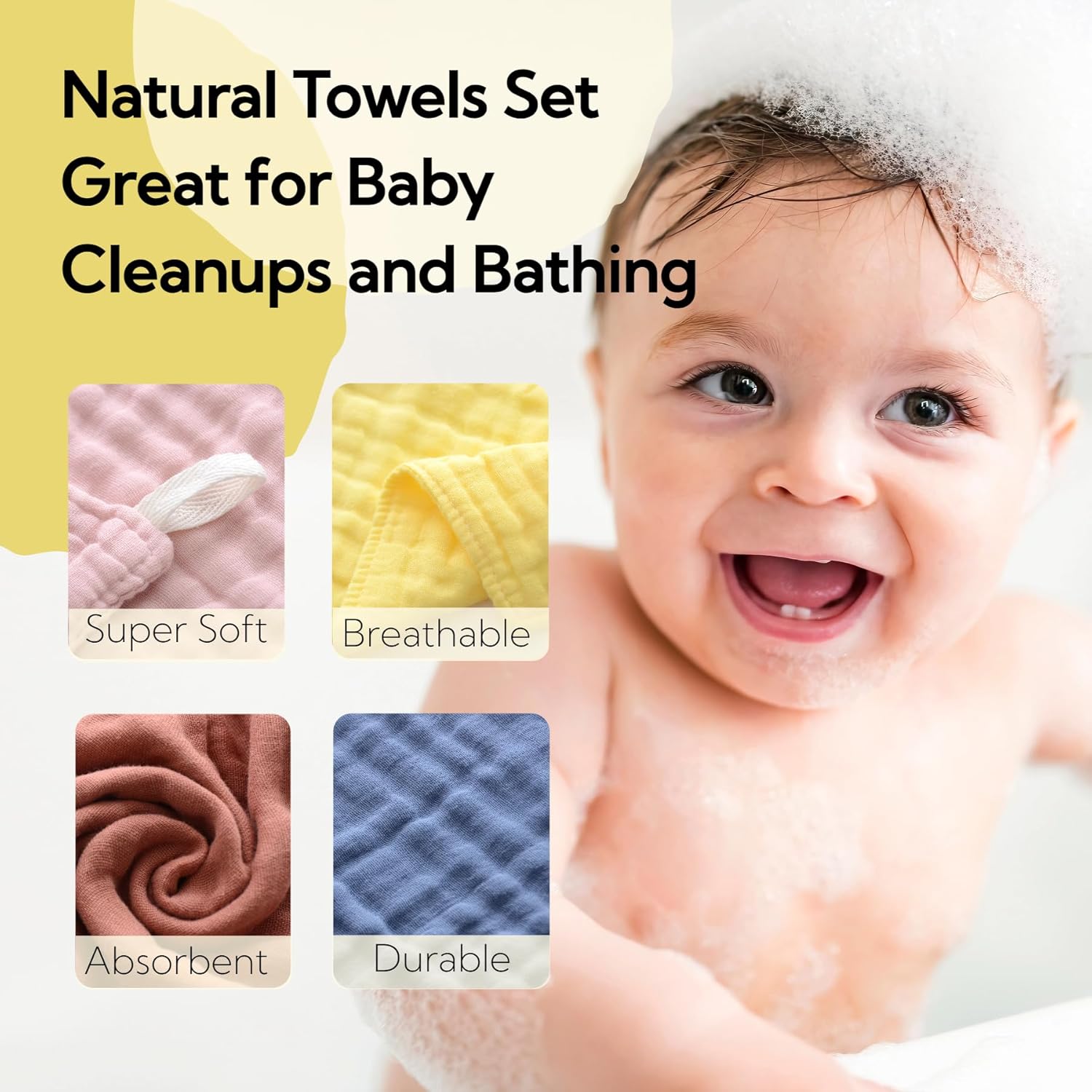 MUKIN Colorful Baby Washcloths - Muslin Cotton Wash Cloths for Babies, Ultra Soft Newborn-Toddler-Infant-Child Washcloths Burp Cloths.12 Pack Face Bath Towels Reusable for Unisex Baby. - Image 2