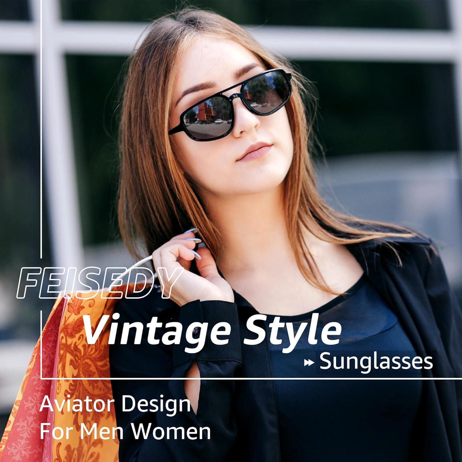 FEISEDY Retro Aviator Sunglasses for Women Men, Classic 70s Plastic Frame, UV400 Sun Glasses B0252 - Image 2