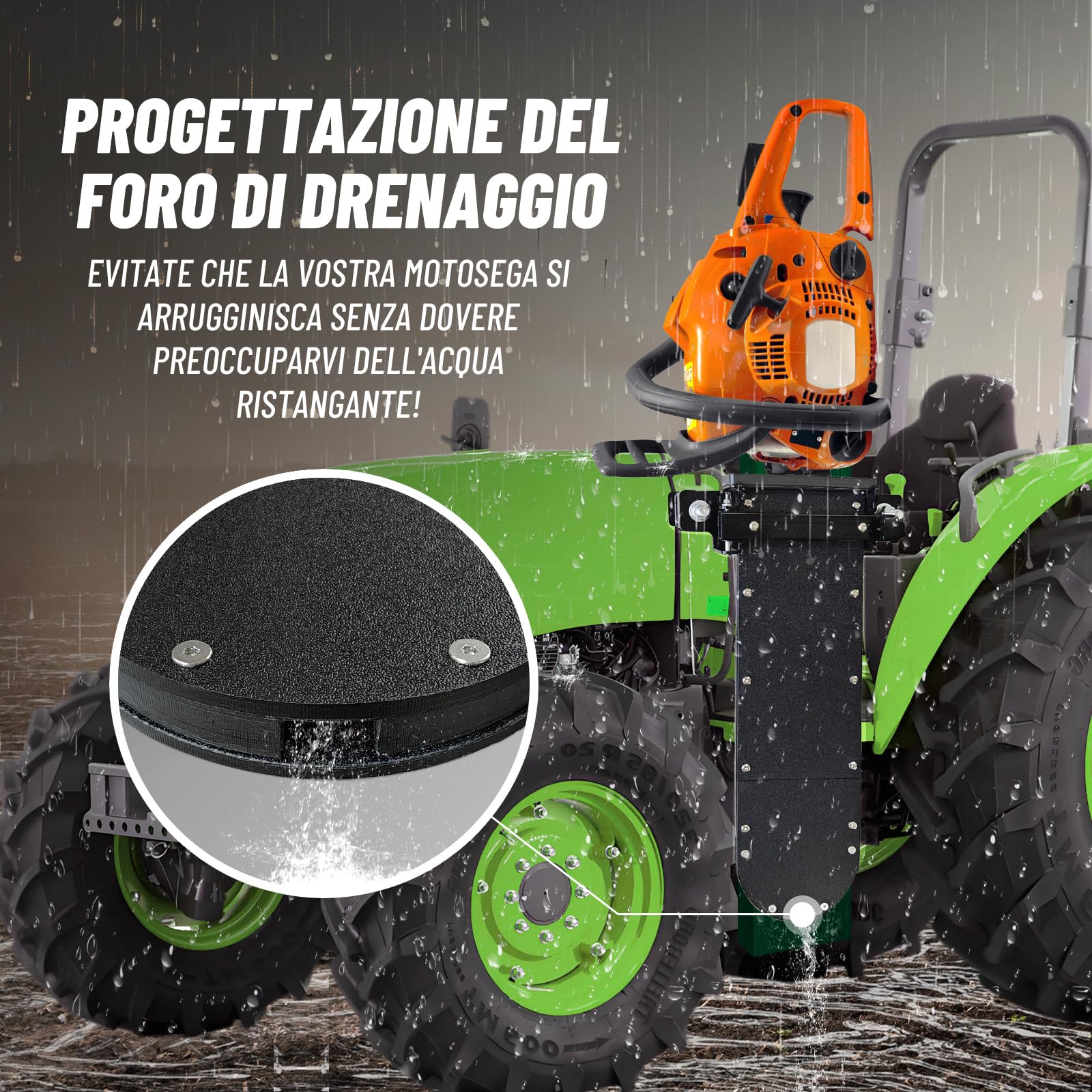 Zozen Supporto per motosega trattori，Adatto a tutte le dimensioni di sega | Supporto da 5,9kg per portellone ad apertura laterale+fodero per motosega; supporto per ATV/UTV; protezione dalle vibrazioni.