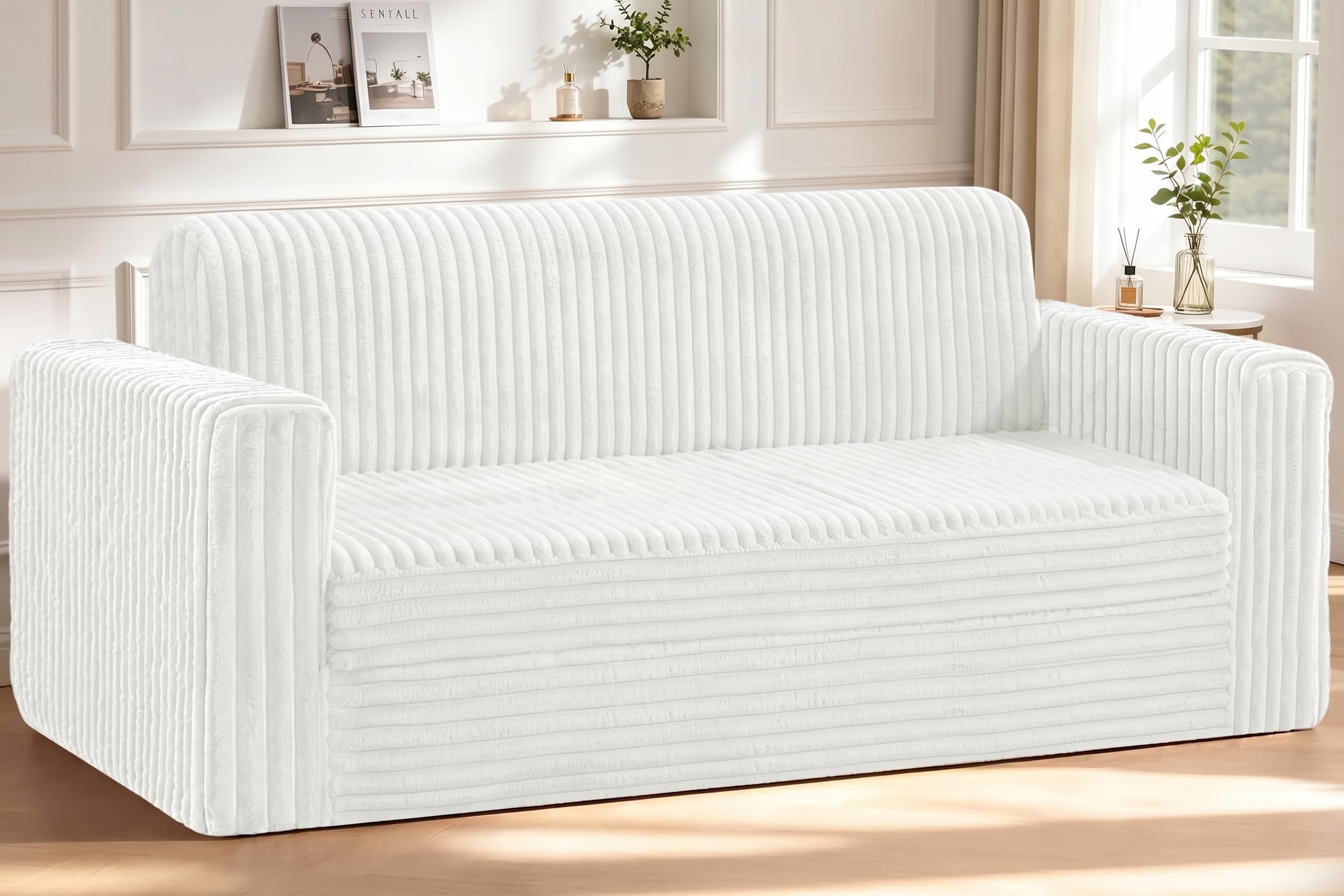 HABUTWAY Loveseat Boneless Couch,4-in-1 Convertible Sofa Bed,X-Large,Beige