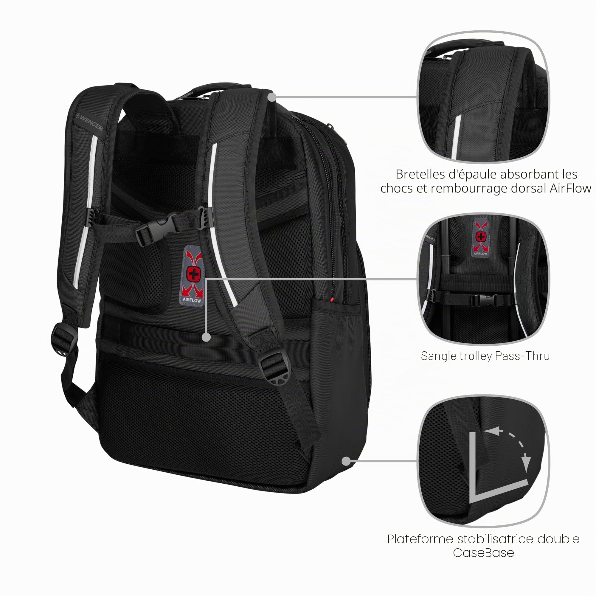 WENGER Cosmic Sac pour ordinateur portable, Notebook, Tablette jusqu’à 10’’, Système d’organisation, Femmes Hommes, Bureau Voyages d’affaires Fac, Noir