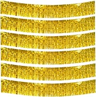 Vista 1 de 6 Packs 10 Feet Foil Fringe Garland Metallic Foil Tinsel Fringe Garland Wall Hanging Fringe Banner for Parade Floats, Wedding, Christmas，Birthday