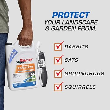 Tomcat Repellents Animal Repellent Ready-to-Use1 with Comfort Wand, 1 gal. | Repels Rabbits, Squirrels, Groundhogs and Other Small Animals, Contains Essential Oils, No Stink, Rain-Resistant
