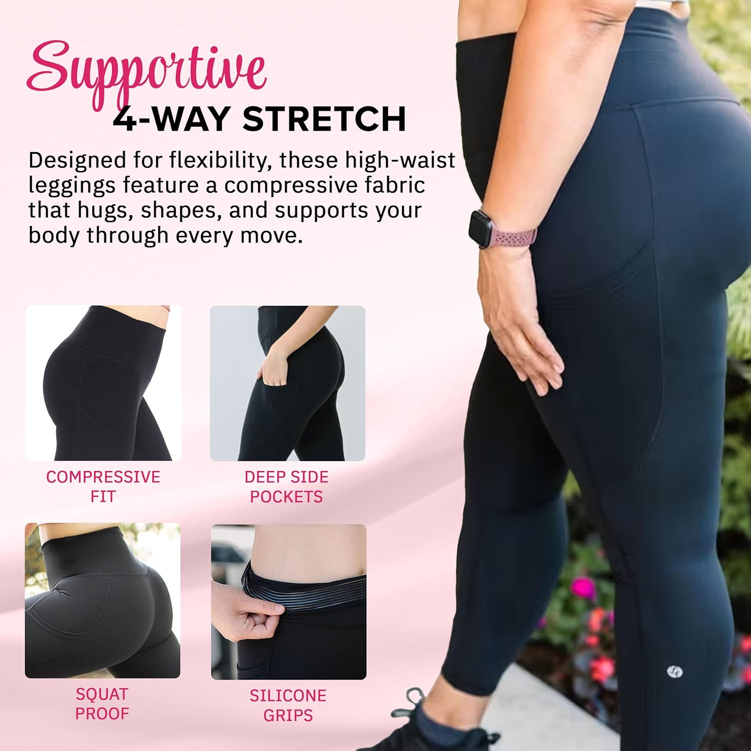 Guardian Evolve Leggings - Stay Put High Waisted Leggings Tummy Control, Side Pockets - Sweat Wicking - Image 3