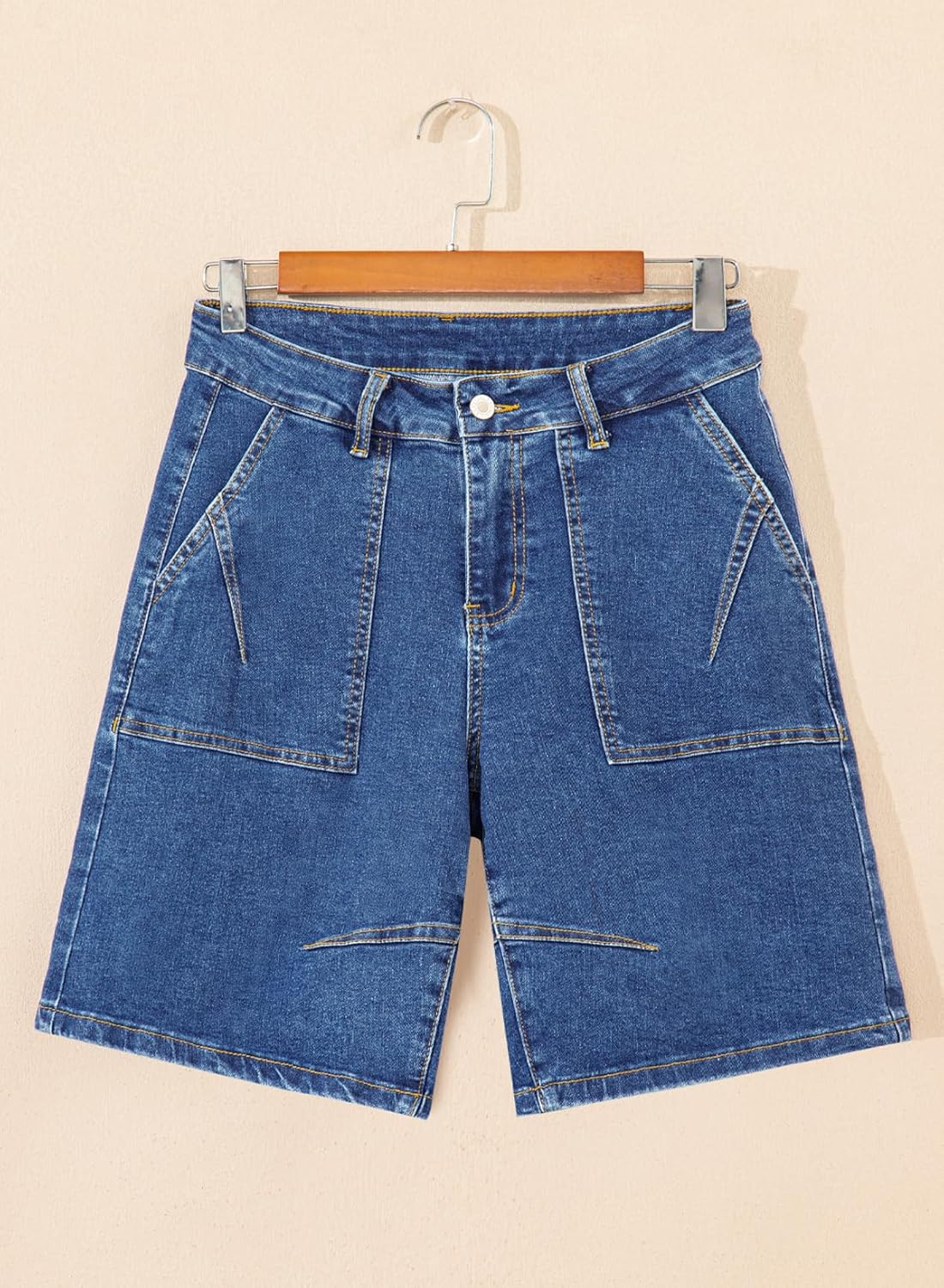 Sidefeel Women's Jean Shorts High Waisted Stretchy Bermuda Pleated Denim Summer Shorts - Image 6