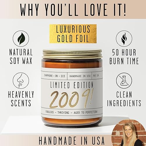 Miniatura 7 de Regalos de cumpleaños número 17 para niñas, vela de soja 'Limited Edition 2009', con bayas brillantes y frutas, regalos de cumpleaños de 17 para