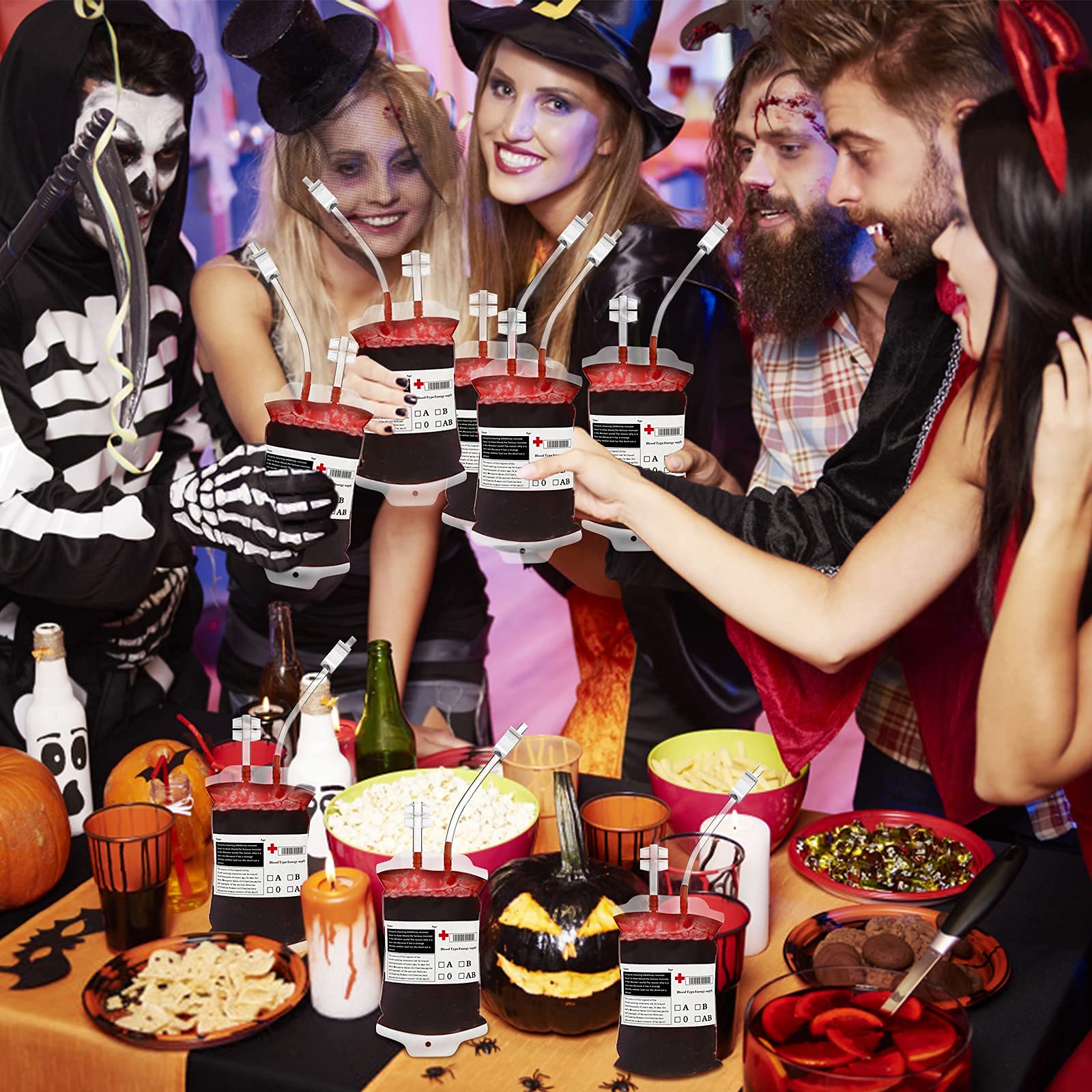 Buy Blood Bags for Drinks, Reusable IV Bags of Halloween Party Cups