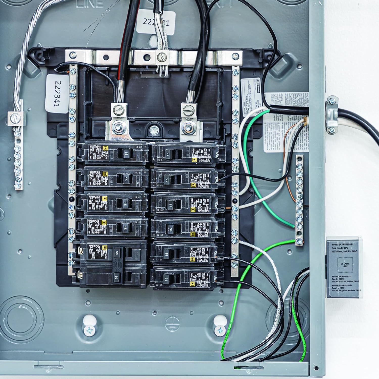 SpikeStopper Whole Home Type 1/Type 2 SPD Surge Protection Device to Protect Appliances from Power Surges with 75 kA Total Protection; Universal 4-Wire Installation; Compliant to NEC 2023