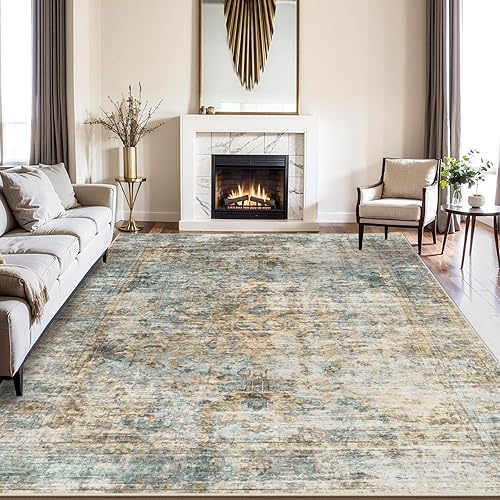 Miniatura 34 de Alfombra lavable para sala de estar: alfombras grandes de 8 x 10 pulgadas, lavables a máquina, antideslizantes, suaves, florales, de lujo, finas