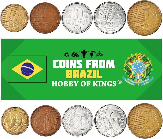 Ouverture du dollar en baisse 4 Brazil 5 Mixed Coins | 5 Cruzeiros to 25 Centavos | Brazilian Currency Since 1990