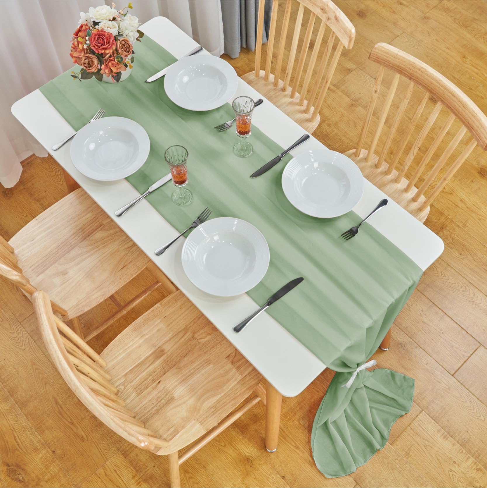 Runner Da Tavolo In Organza Verde Scuro Con Stampa Glitter Oro – 28 Cm X 3 Metri – Tessuto Trasparente Per Decorazioni Matrimonio, Festa O Buffet – Tagliabile E Senza Cuciture