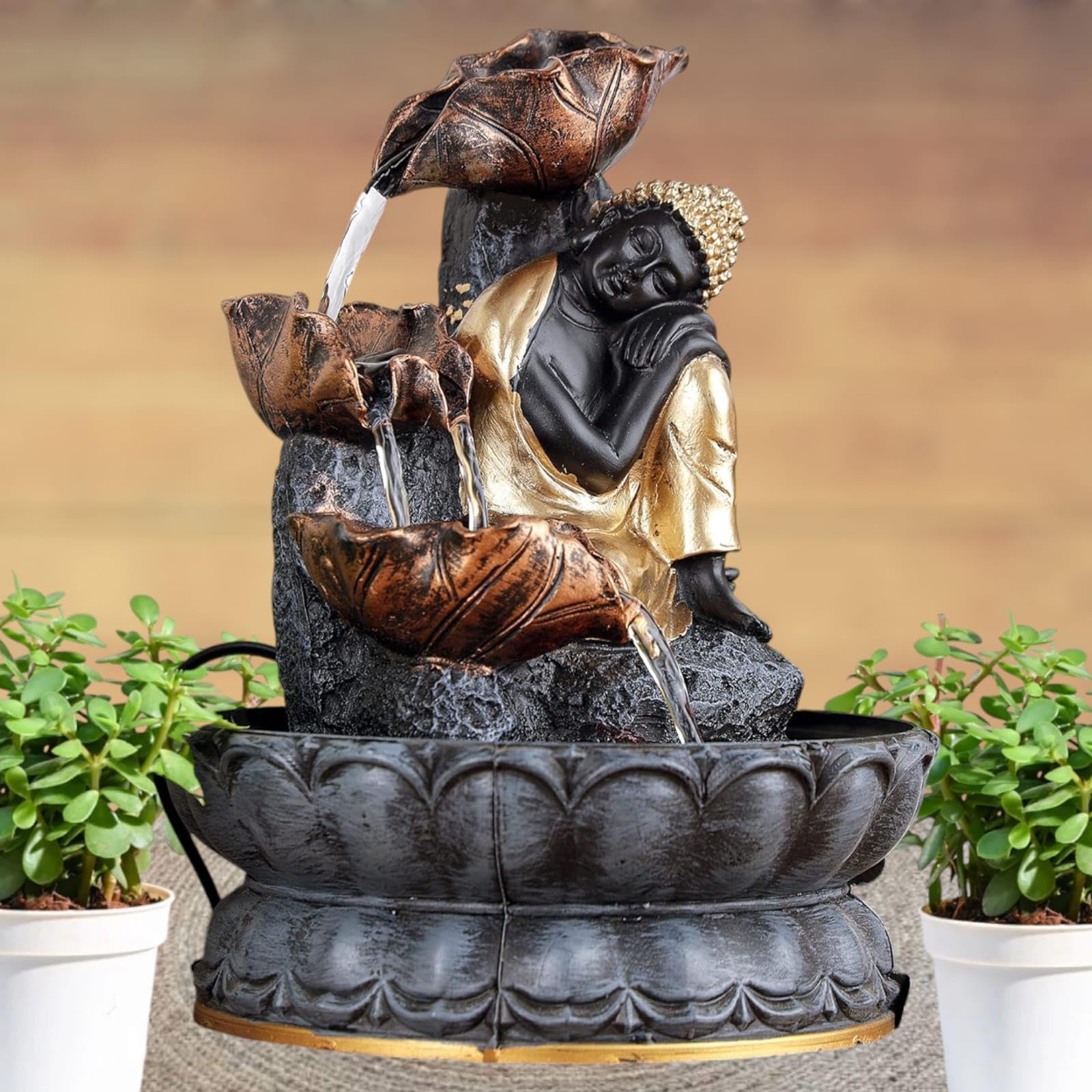 Welcome Indoor Buddha Fountain, Decorative Water Lord Buddha Tabletop Polyresin Indoor Outdoor Water Fountain with LED Lights for Home Decor Decoration Showpiece Gifts Best for Living Room.-image-25