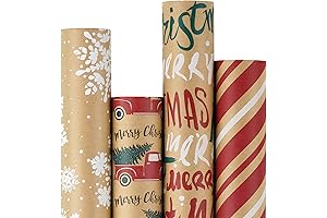 RUSPEPA Premium Kraft Christmas Wrapping Paper Rolls