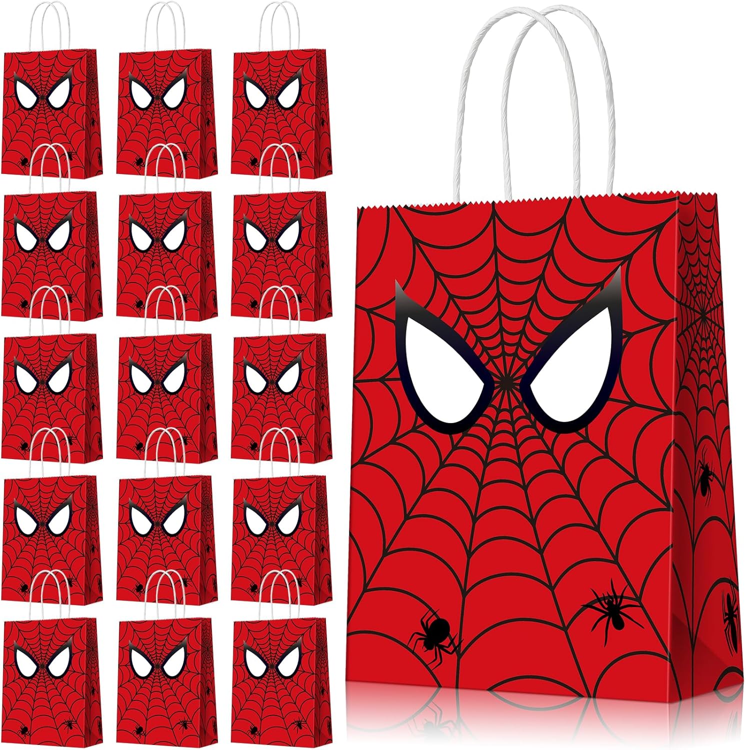 16Pcs Spider Birthday Party Goodie Bags Decorations with