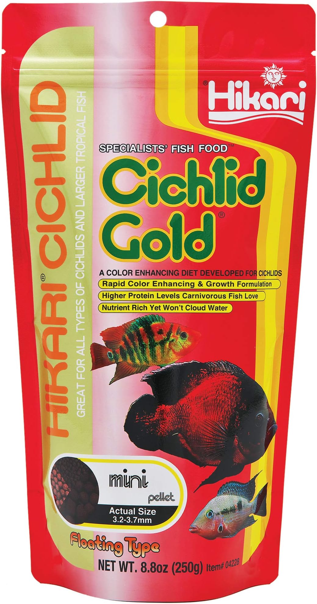 Cichlid Gold Floating Pellets Fish Food Mini 250g, All Life Stages