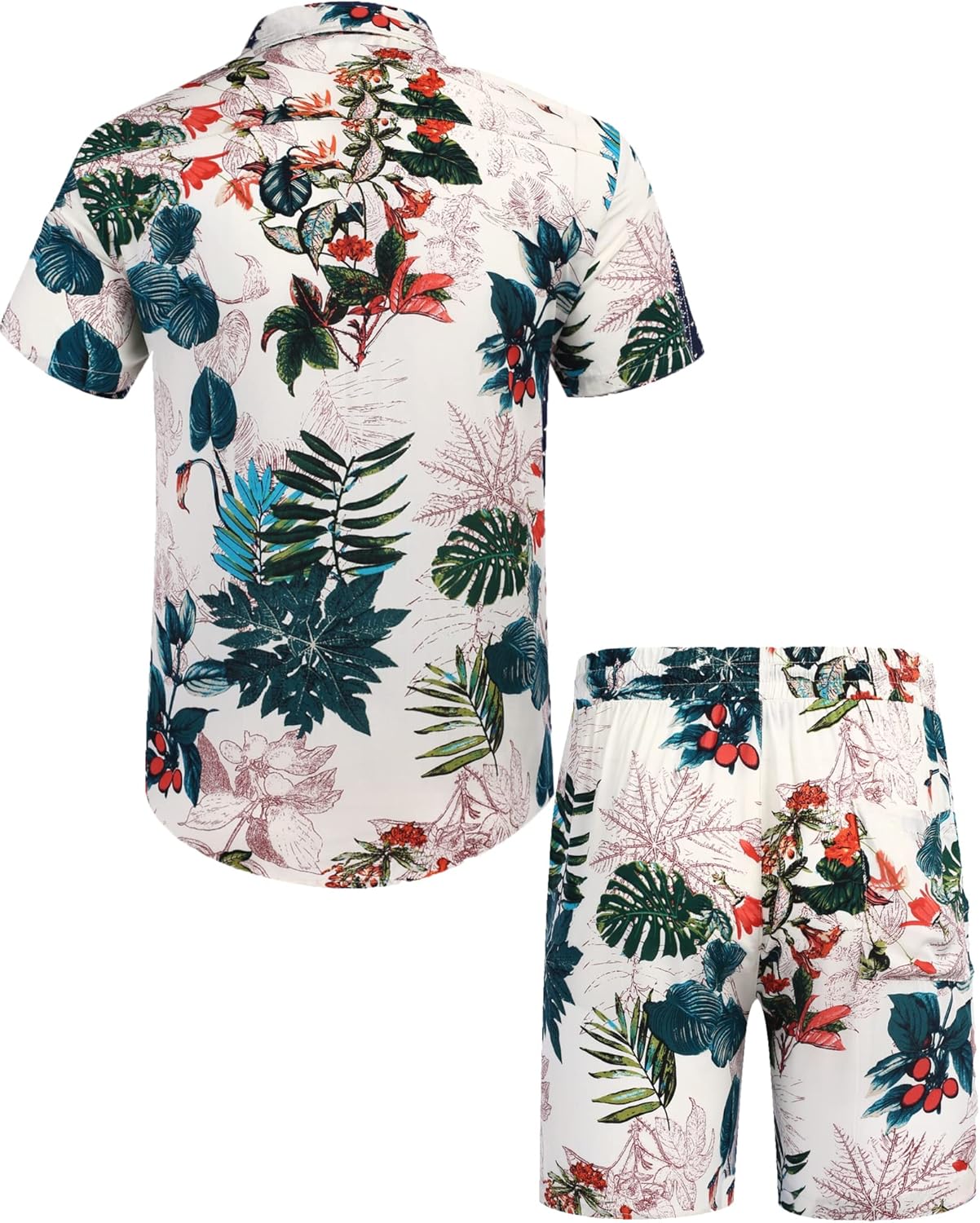COOFANDY Men's Hawaiian Matching Set Summer Beach 2 Piece Outfits Flower Button Down Shirts and Shorts Vacation Outfits - Image 6