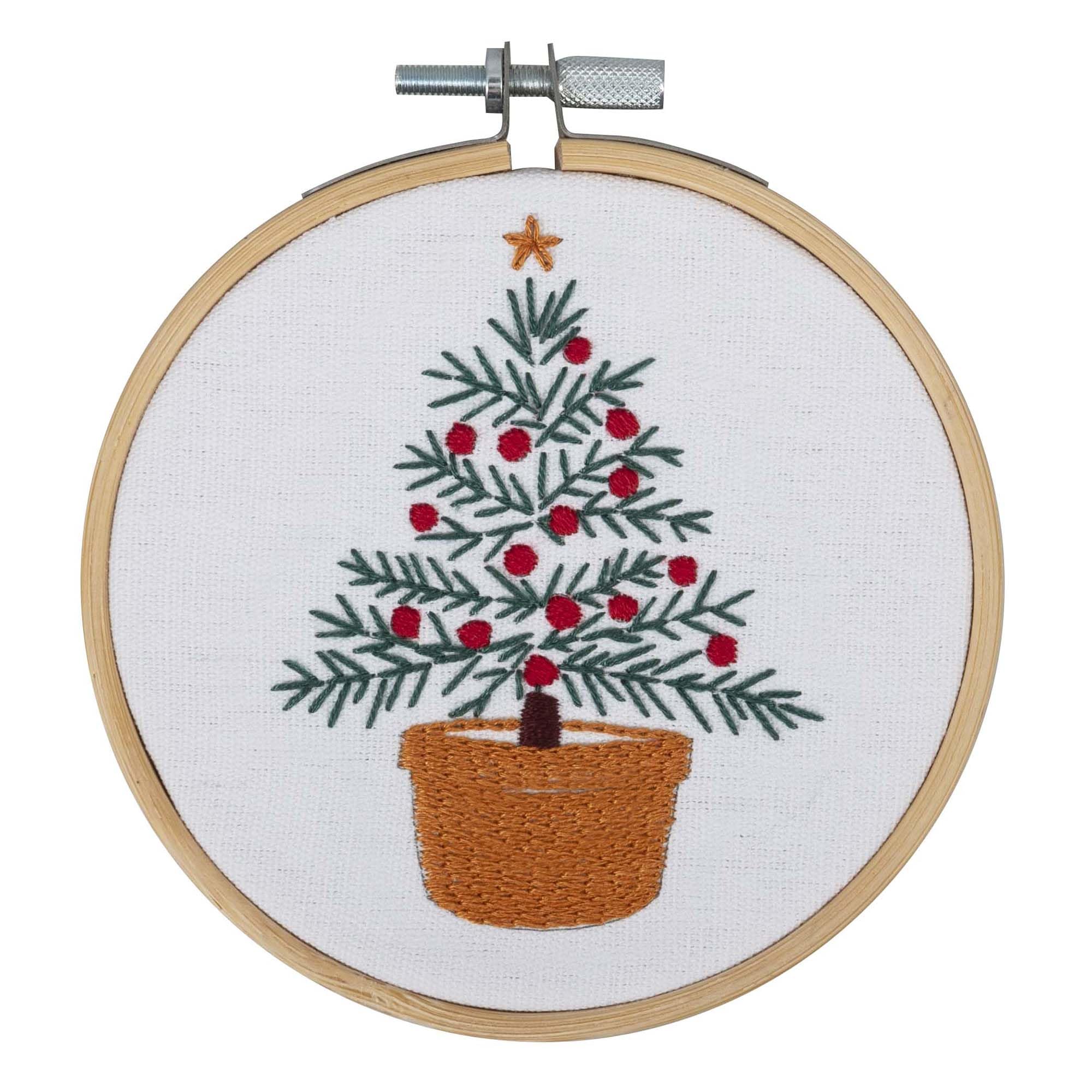 Trimits Embroidery Kits - 15cm 6" Embroidery Beginners Kit, Cross Stitch Kits for Adults, Starter Set with Bamboo Hoop, Fabric, Threads, Needle & Backing - Tree