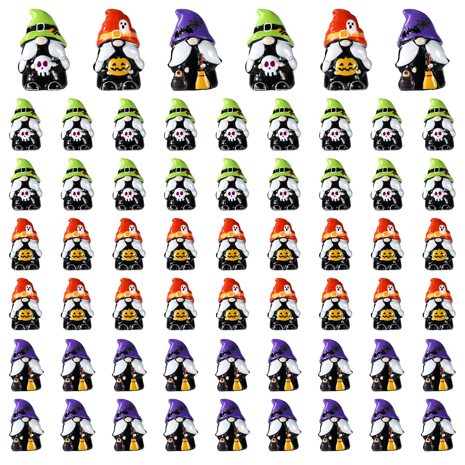 60pcs Miniature Gnomes, 3 Styles Resin Funny Mini Halloween Gnomes Figurines Cute Small Tiny Halloween Resin Toy for Bedroom Bookshelf Office Desk Ornaments