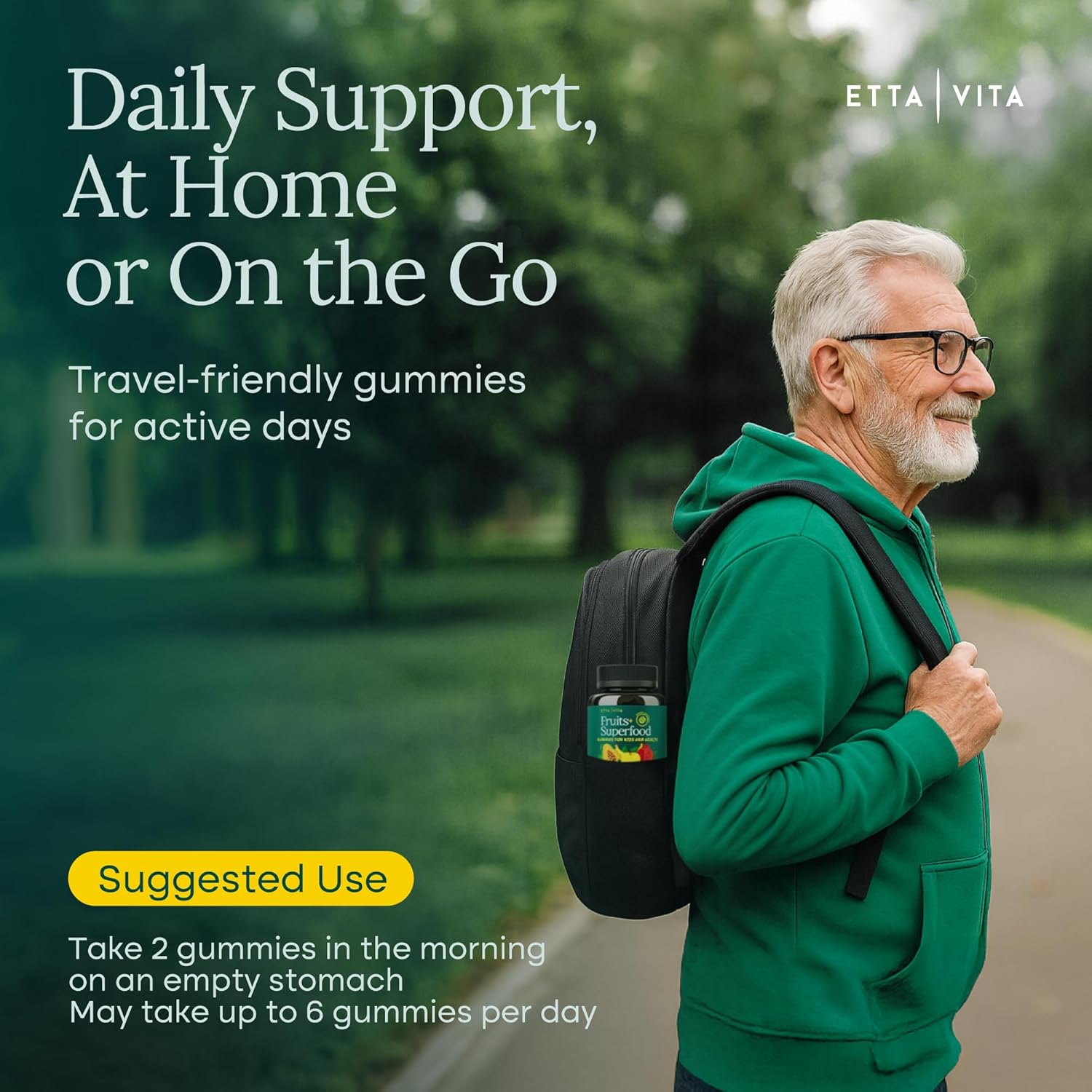 (120 Chews) Fruits and Veggies Supplement - Super Greens Gummies (9 Superfruits & 30 Veggies) Mushrooms, Fruit and Vegetable Vitamins, Non-GMO, Pectin-Based, Gluten-Free, No Capsules - Image 7