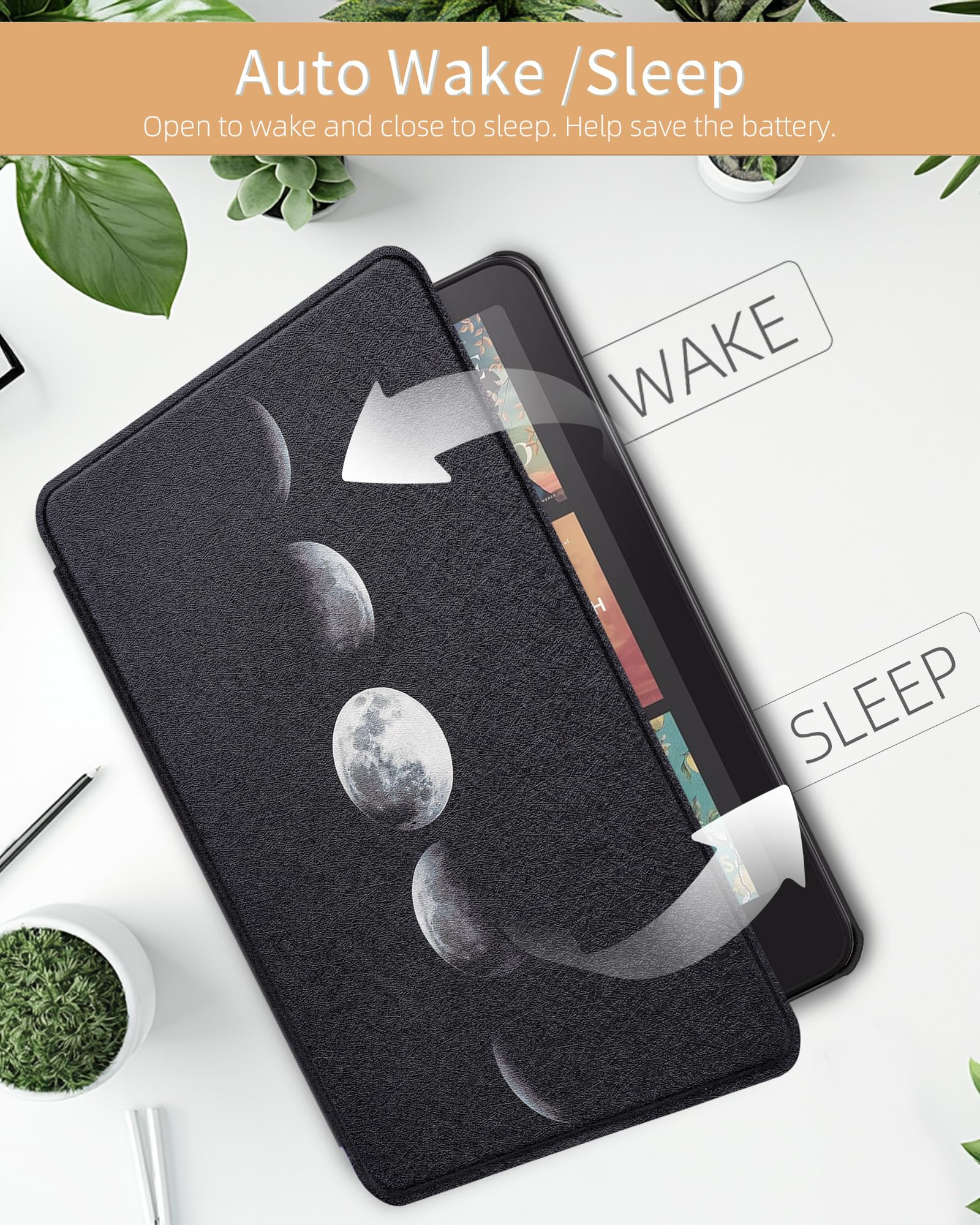 WALNEW Étui Pour Kindle Paperwhite 12{^>e<^} Génération 2024 Et Kindle Colorsoft Signature Edition 7" En Cuir Synthétique De Qualité Supérieure Avec Fonction Veille/réveil Automatique (BLUEFLOWER