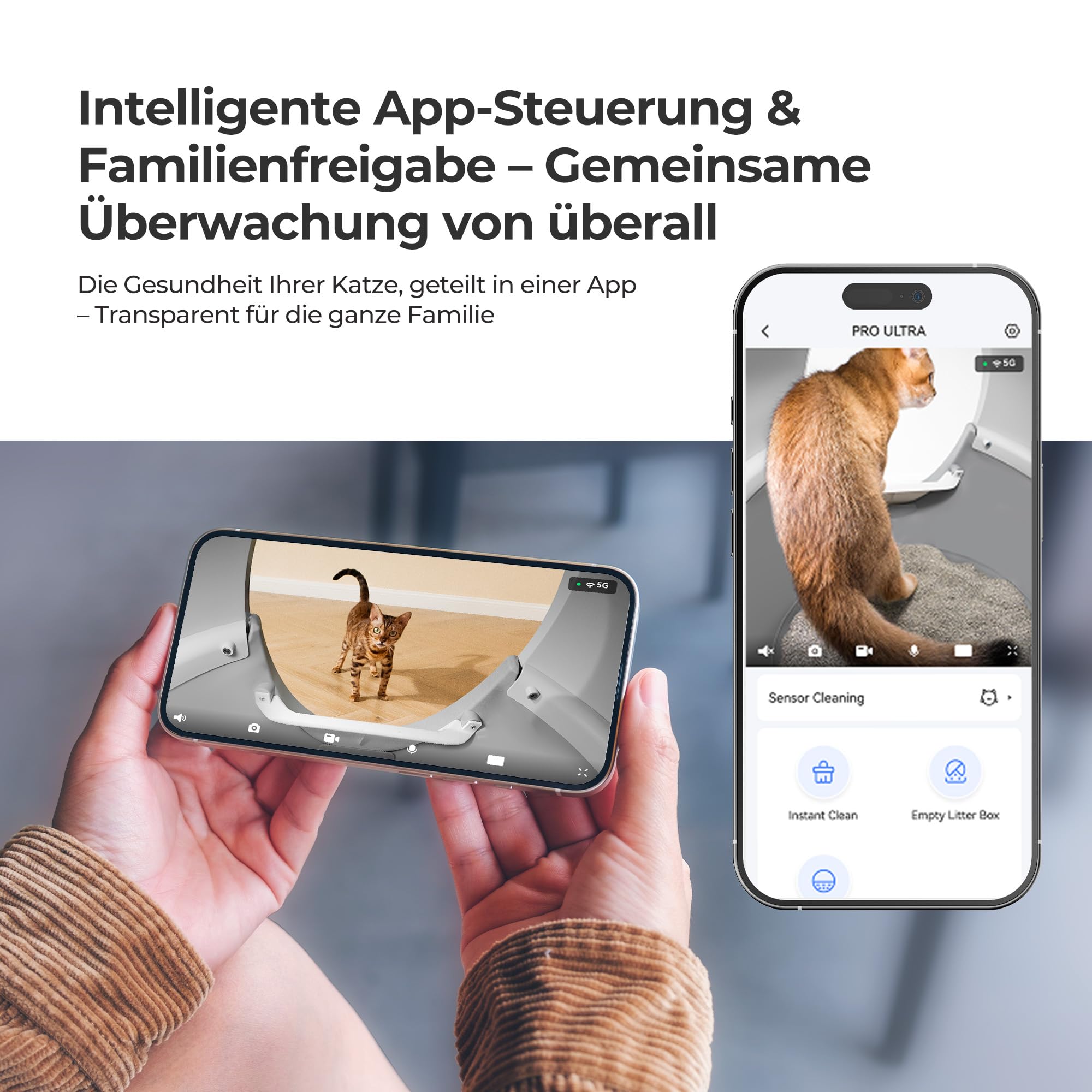 CATLINK PRO Ultra Selbstreinigendes Katzenklo 2025 - Mit KI-Gesundheitsmonitor & 5-facher Geruchskontrolle, 13L Abfallbehälter, Zwei-Wege-Audio, Mehrkatzen-Erkennung, APP-Steuerung(2.4G/5G WiFi)