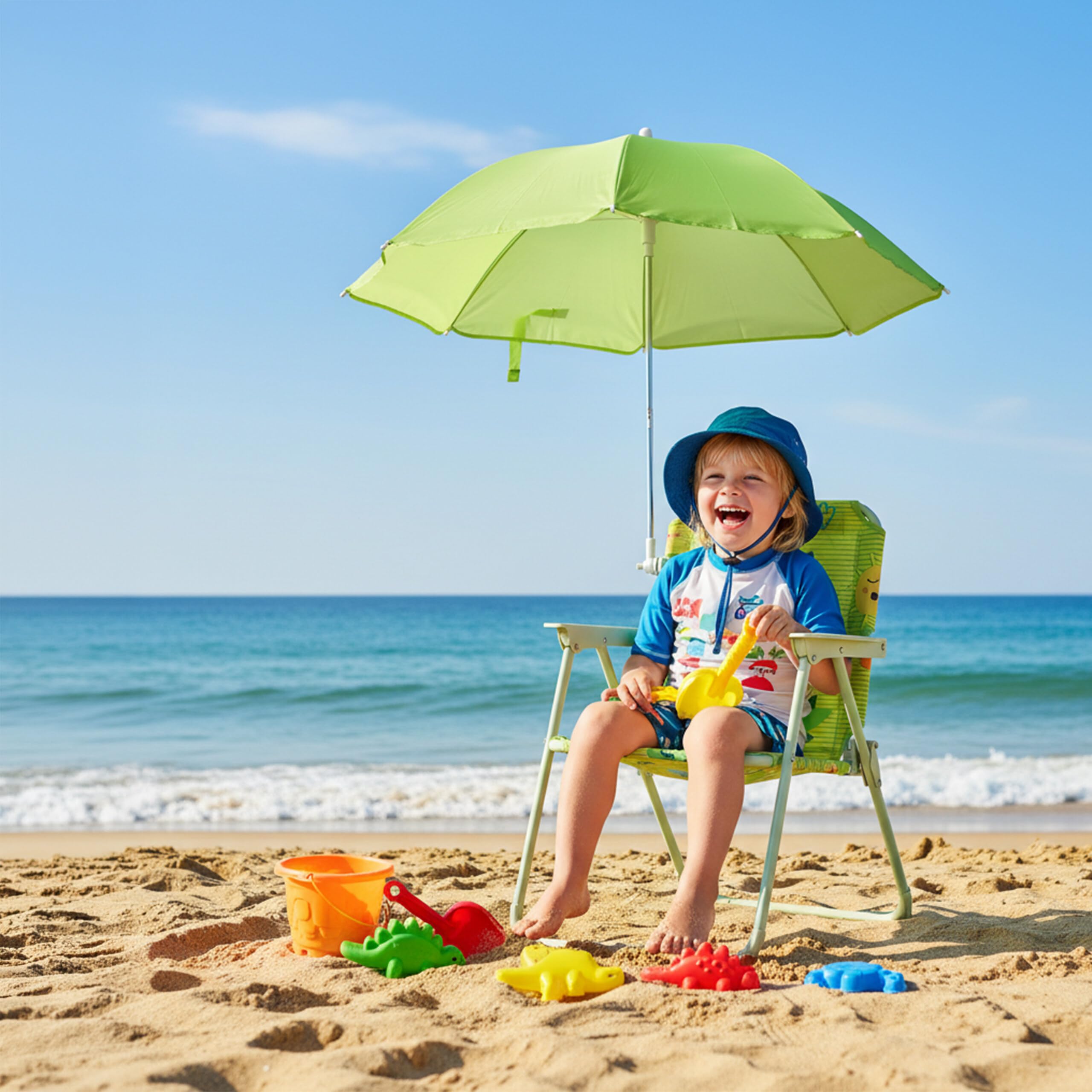 Relaxdays Chaise Pliante Enfant de Camping avec Parasol, Motif Monster, 51,5x36x37,5 cm, Multicolore