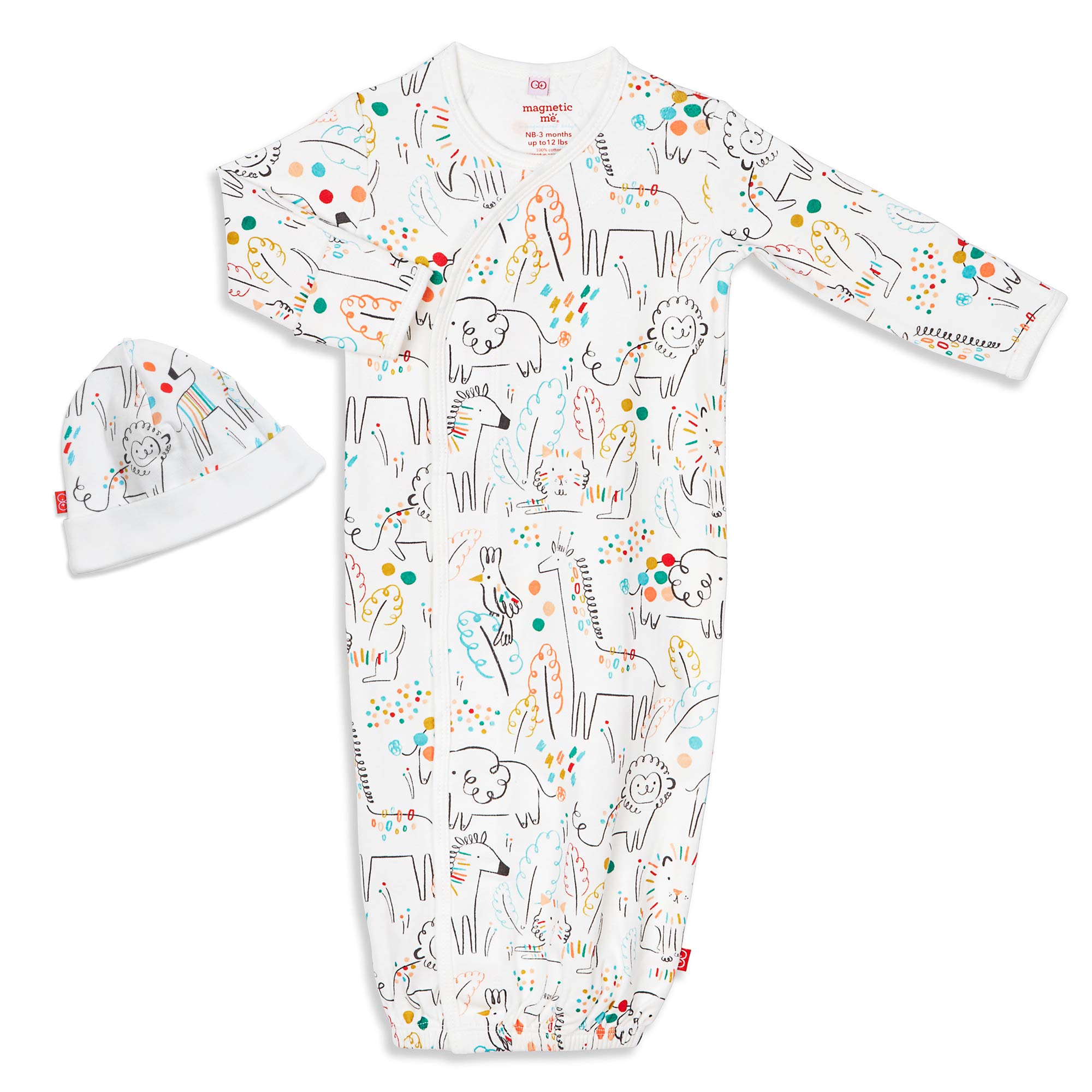 Magnetic Me Organic Cotton Newborn Sleeper Gown &amp; Hat Set | Super Soft Organic Cotton Fabric Sleep Sack