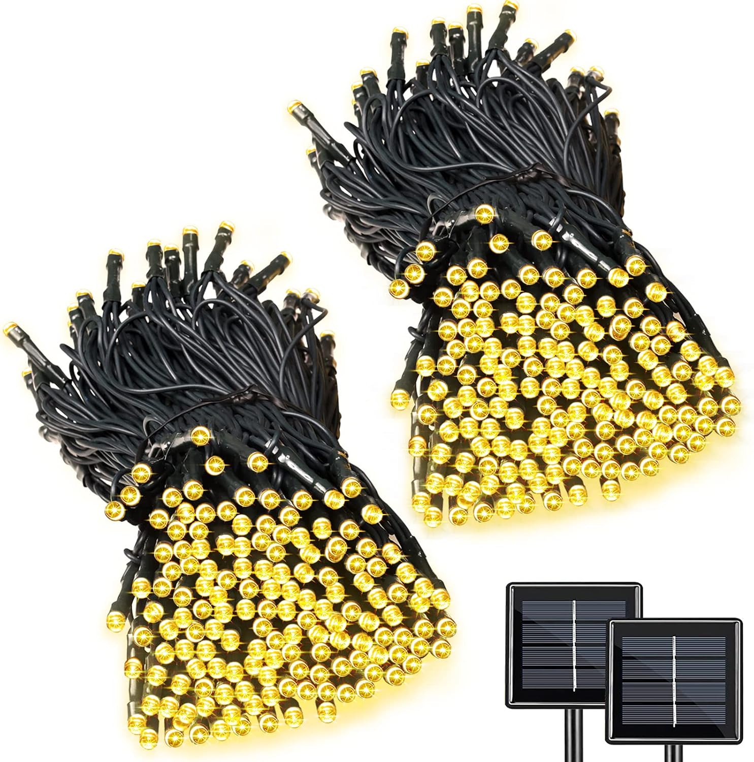 2 Pack Super-Long Solar String Lights Total 170Ft 480 LED 8 Modes Solar Powered Outdoor Waterproof Christmas Fairy Lights for Xmas Tree Garden Lawn Home Wedding Party Decor(Warm White)