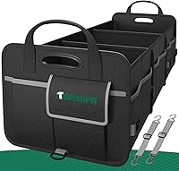 Tonmifr Heavy-Duty 92L Trunk Organizer for SUV Sedan Minivan - 600D Waterproof Oxford, Collapsible Multi-Compartment Storage with Hooks