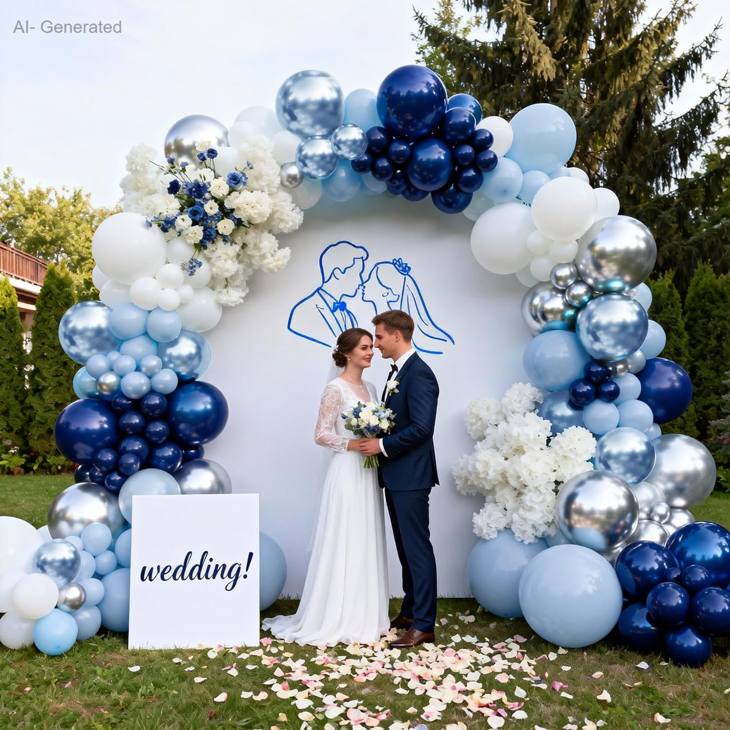 Zesliwy Blau-weiß-silbernes Ballonbogen-Set, Latex, Party-Dekoration | Marineblau/Hell/Dunkle Perle Metallic Blau Silber Ballongirlande, für Geburtstag Abschlussfeier Hochzeit Party Dekorationen