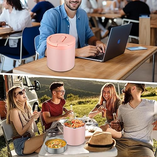 Miniatura 20 de Recipientes térmicos para sopa para adultos de 40 onzas de ancho, con aislamiento térmico a prueba de fugas, acero inoxidable al vacío con asa