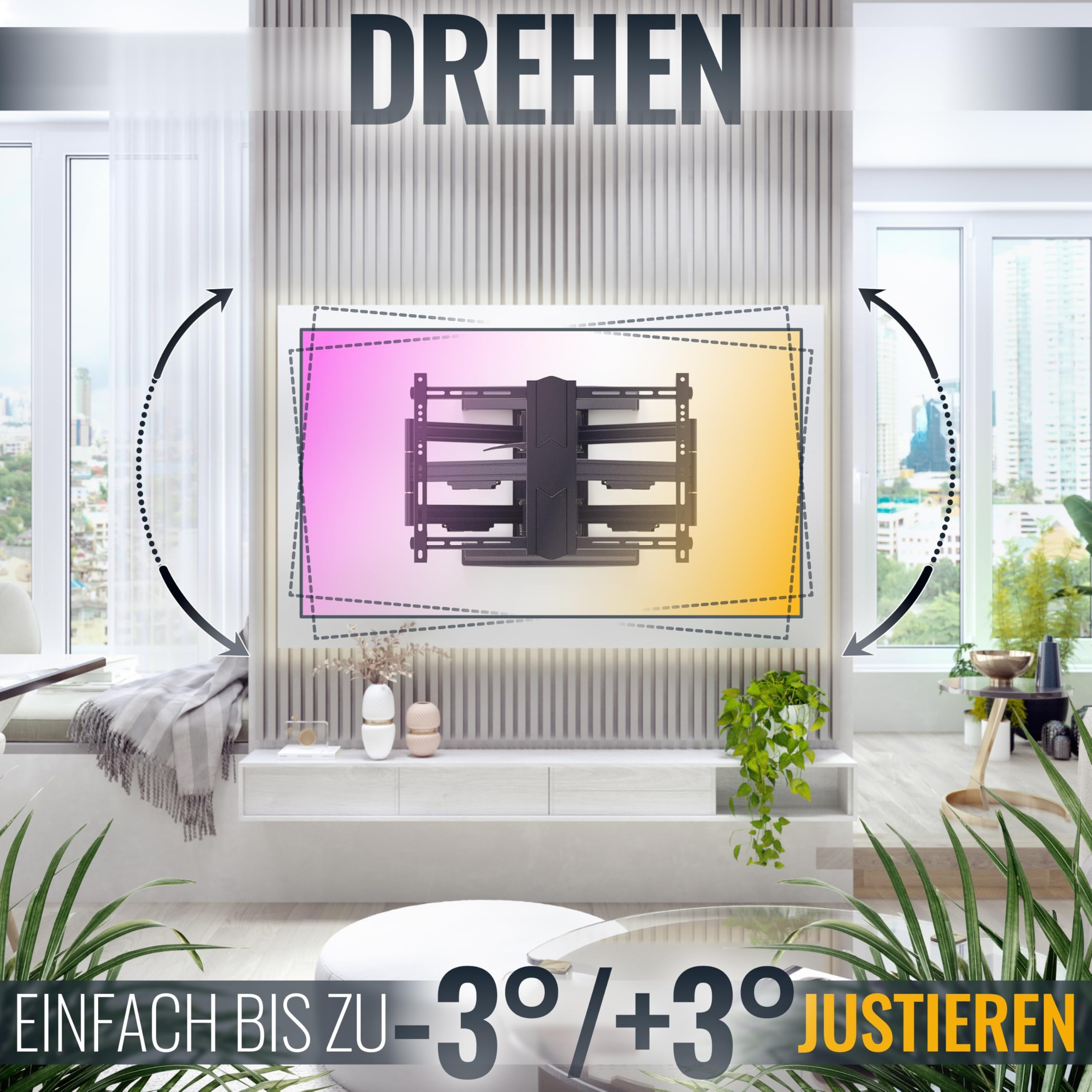 RICOO TV Wandhalterung Schwenkbar Neigbar für 55-100 Zoll Fernseher Halterung Wand Fernsehhalterung S7564-B Fernseh-Arm Schwenkarm Smart OLED Flach Curved Bildschirm bis 70-Kg & VESA 600 x 400