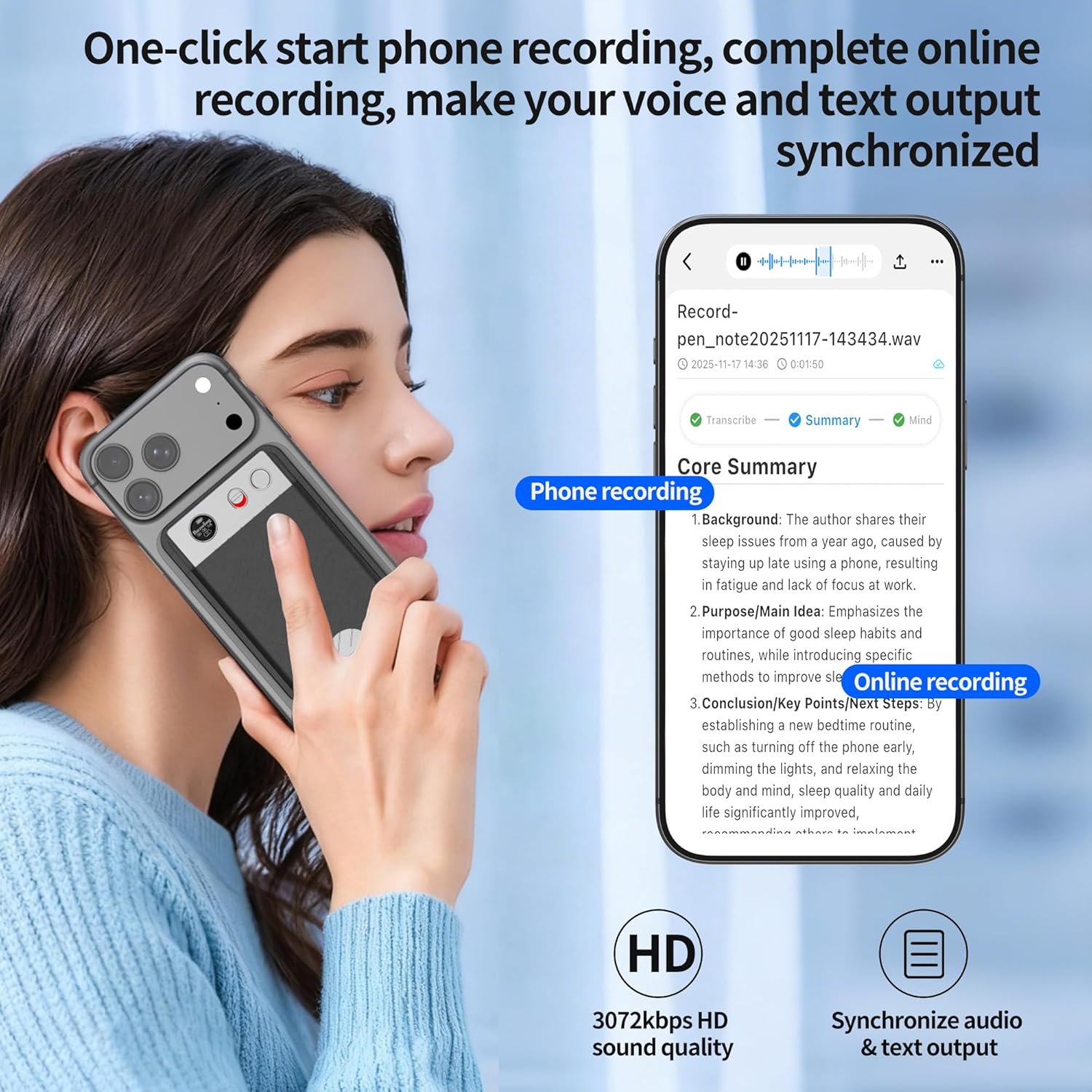 2026 Upgraded 128GB（9860 Hours） AI Voice Recorder with APP Control, Transcribe & Summarize, Note Voice Recorder Support DSP Noise Cancellation, Audio Recorder for Lectures, Meetings, Calls, Grey