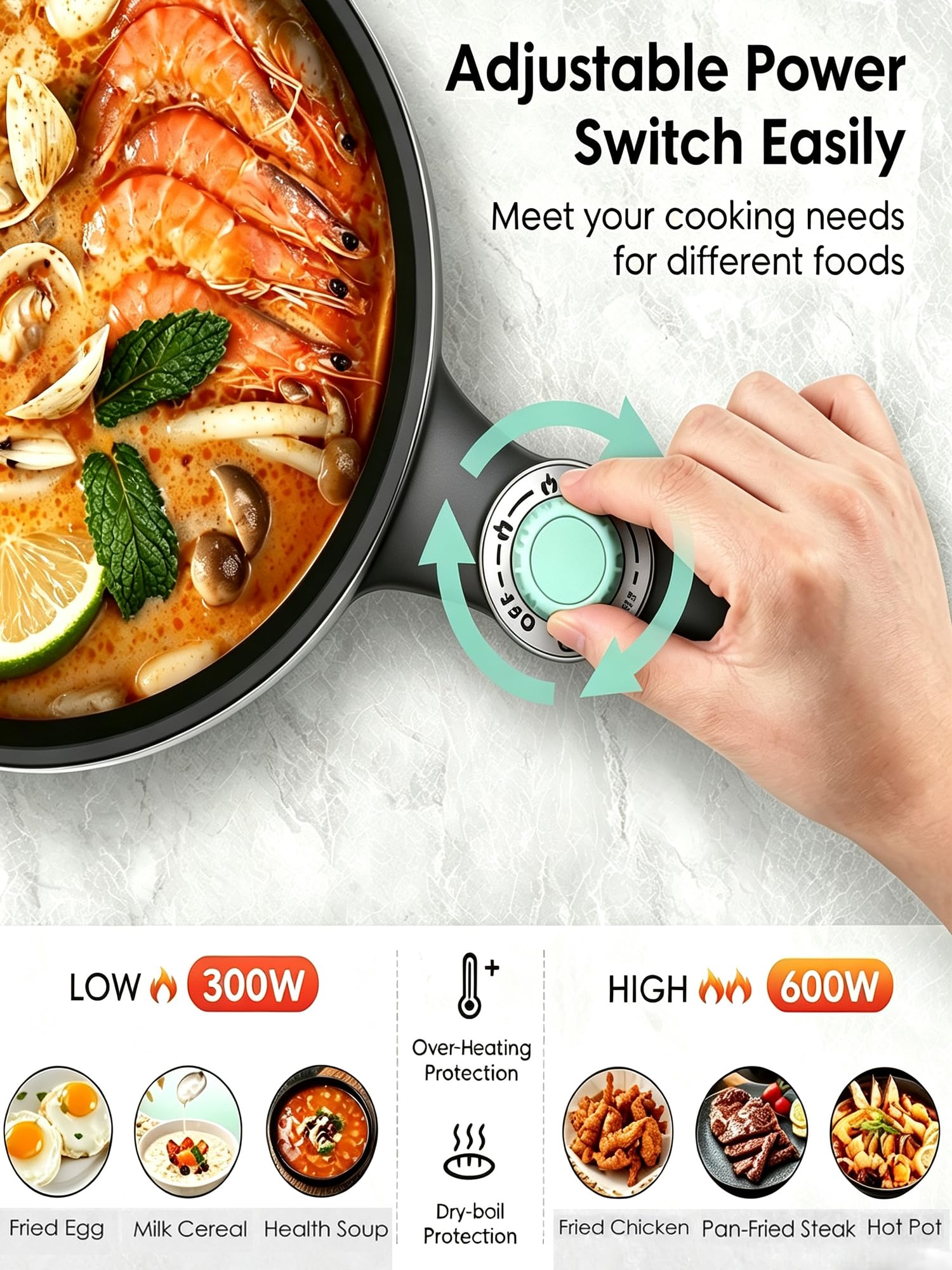 Audecook Elektrische Hot Pot Tragbarer Kochtopf Mini Elektrisch Hotpot