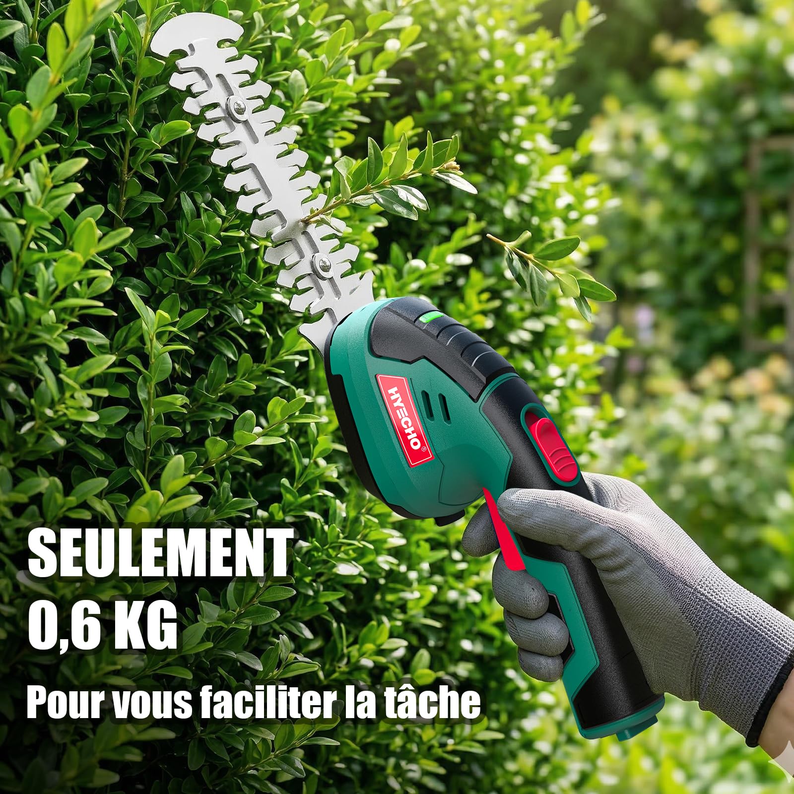 Taille Haie sans Fil, Taille Haie 2 en 1, Batterie Intégrée 7,2 V 2 Ah, 2 Lames, Taille Haie électrique avec clé de Sécurité, Convient pour Le Désherbage et l'élagage des Arbres