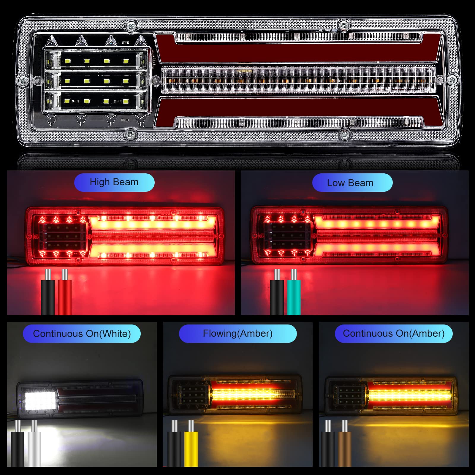 Kit Feux Remorque Led, Lot De 2 Feux Arrière 19 Led Pour Voiture