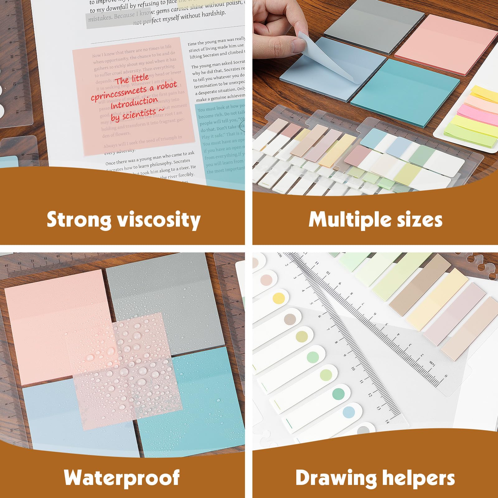 MirraSwit 1040 Pcs Transparent Sticky Notes Set including 6 Highlighters, Waterproof Colorful Clear Sticky Notes - Image 4