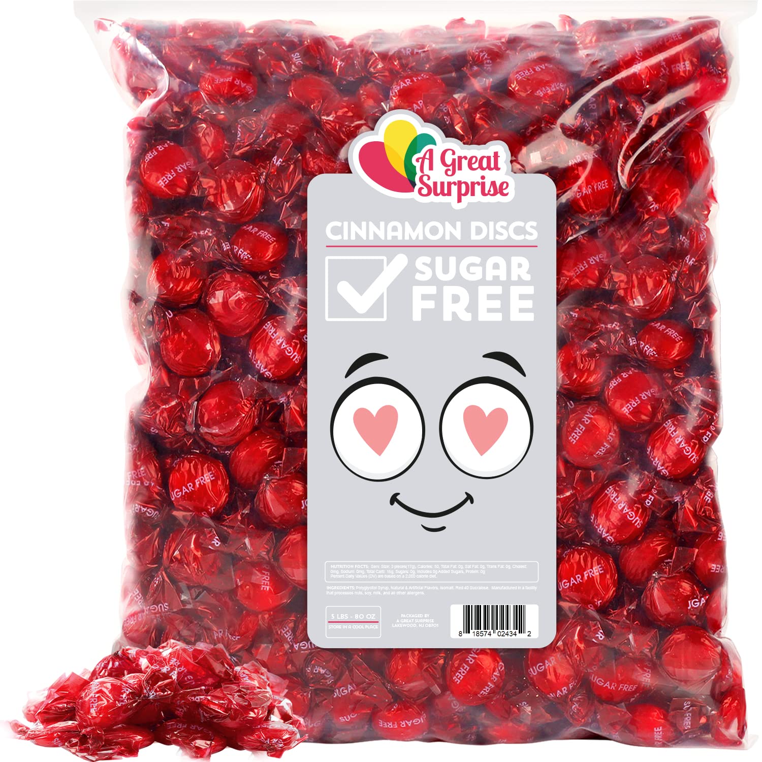 Buy A Great Surprise SUGAR FREE Cinnamon Buttons 5LB Bulk Sugar Free Candies Hard Candies